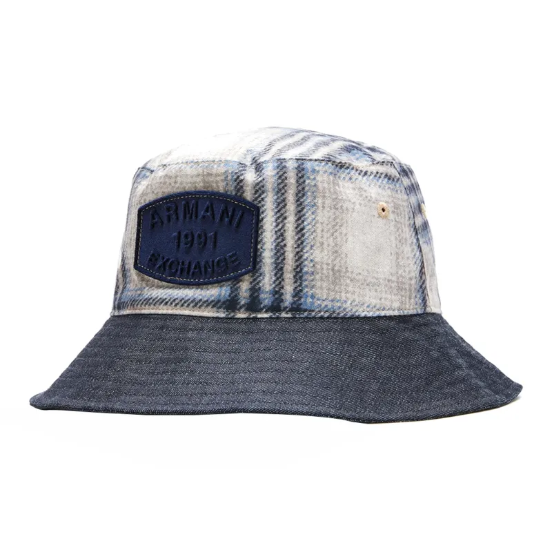 ARMANI EXCHANGEAE Polyester, Cotton Bucket Hats Men's Denim Blue-1