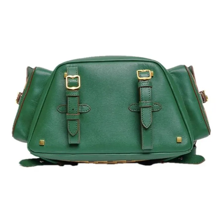 BALLY Fabric With Calfskin Backpack Large Size Men's Multiple Brown & Green-4