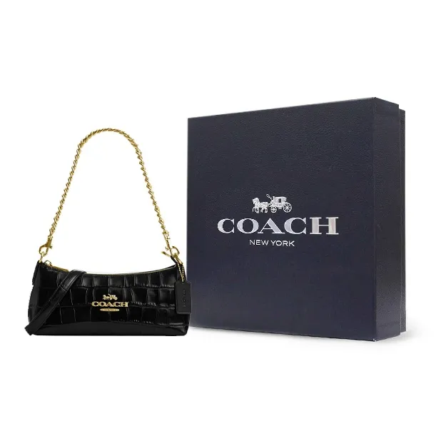 COACH Leather Pillow Bag Portable Crossbody Bag Shoulder Bag Women's Black-8
