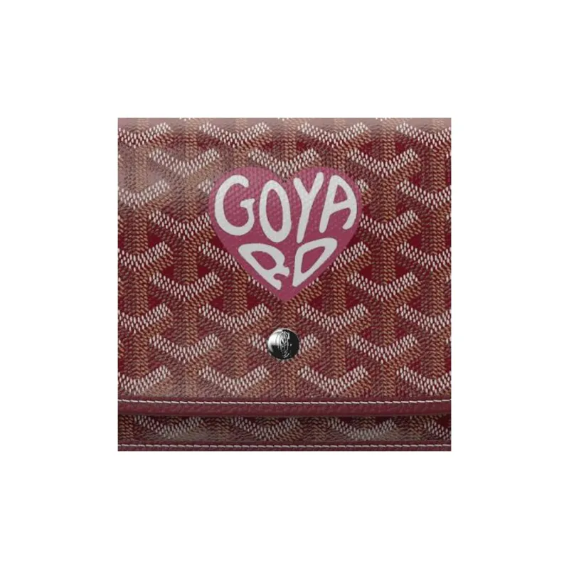 GOYARD Canvas With Leather Envelope Bag Crossbody Bag Shoulder Bag Unisex Burgundy & Dark Pink Small Heart-5