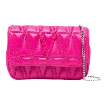 VERSACE Genuine Leather Crossbody Handbag Shoulder Bag Women's Pink