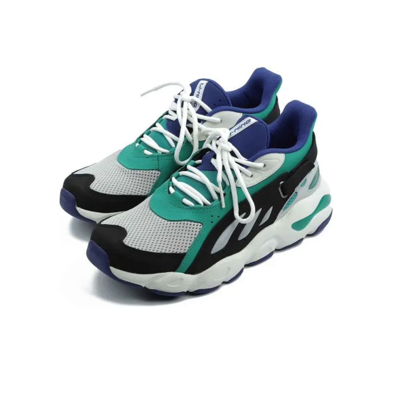 LiNing Butterfly Anti Slip And Wear Resistant Lightweight Low Top Chunky Sneakers Men's Turquoise-2