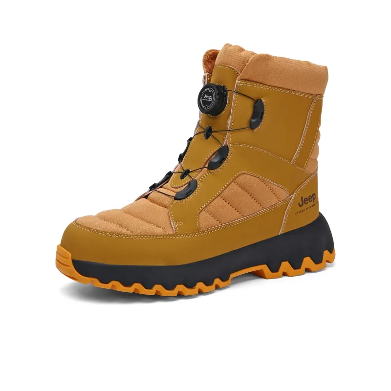 Jeep Warm And Wear Resistant Knee High Snow Boots Unisex Black Gold-1