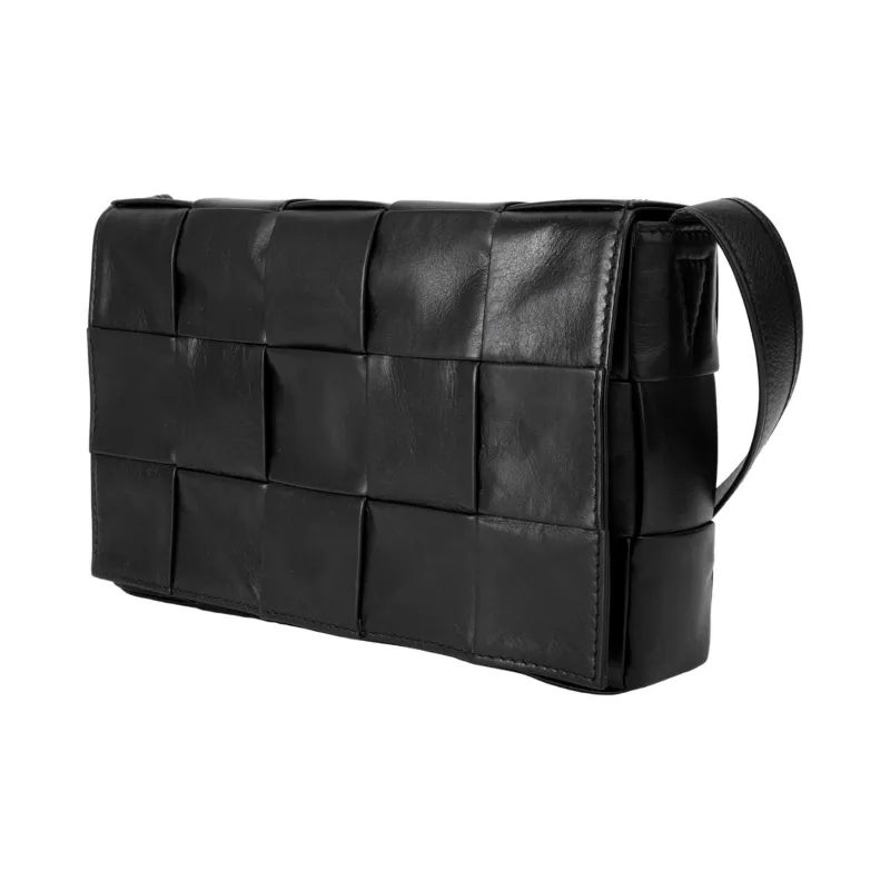 Bottega Veneta Cassette Intreccio Crossbody Bag Medium Black-1
