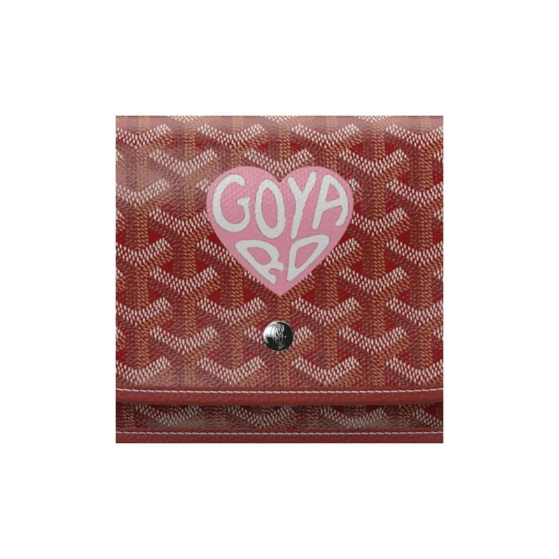 GOYARD Plumet Canvas With Leather Envelope Bag Crossbody Bag Shoulder Bag Unisex Red & Light Pink Small Heart-5