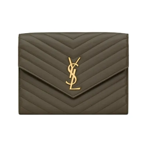 SAINT LAURENT Sheepskin Envelope Bag Clutches Women's Light Musk