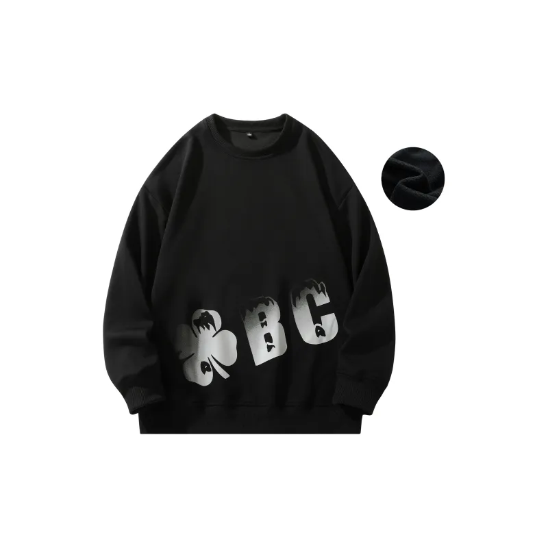 BLACK CLOVER Crew Neck Pullover Sweatshirt Set Unisex Black-2