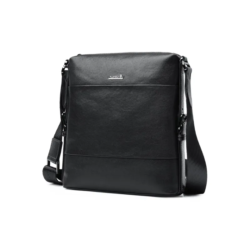 Playboy Cow Leather Crossbody Bag, Shoulder Bag Tubas Men's Black-1
