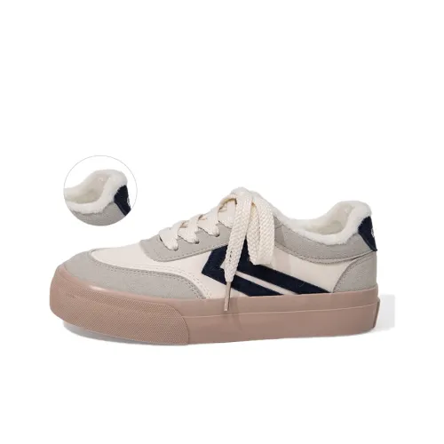 Feiyue Skateboard Shoes Women's Low-Top Beige/Gray/Dark Blue