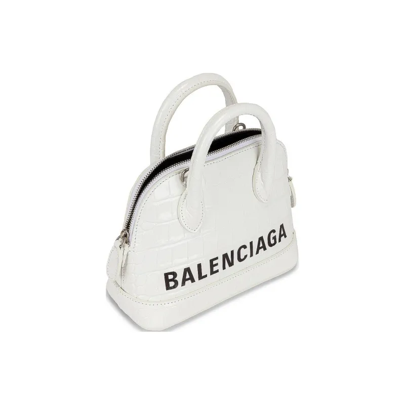 Balenciaga Ville Leather Shoulder Bag Crossbody Bag Handbag Women's White-3