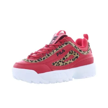 FILA Disruptor Abrasion Resistant Breathable Low Top Casual Shoes Women's Red