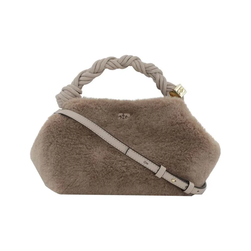 GANNI Recycled Polyester Crossbody Handbags Small Size Women's Light Gray-0