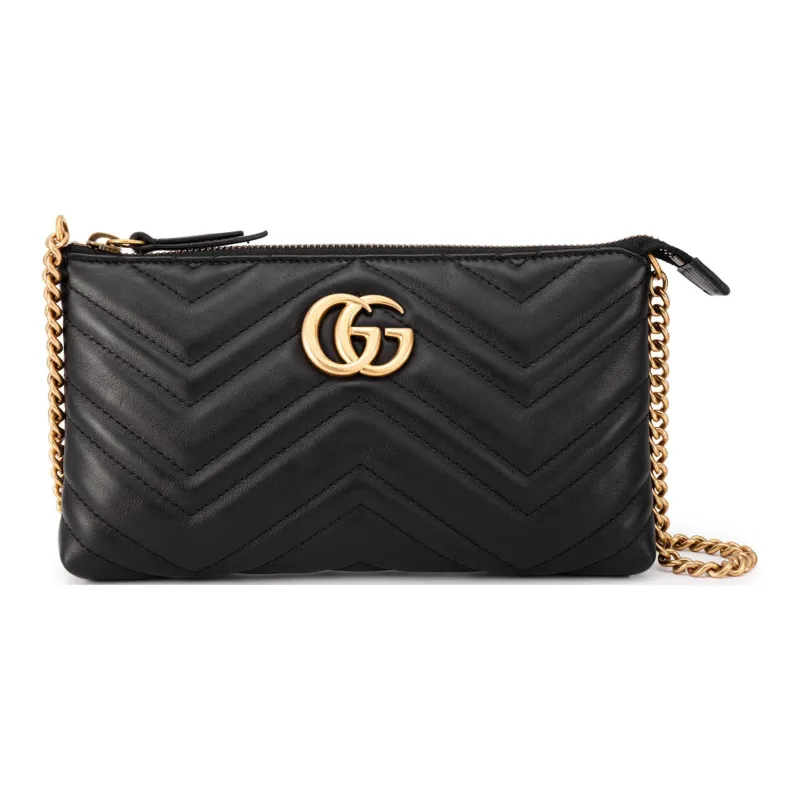 GUCCI Quilting Leather Chain Shoulder Bag Crossbody Bag Women's Black-1