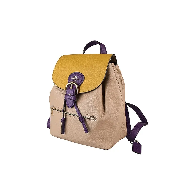 COACH Kleo Leather Backpack Medium Size Women's Khaki-1