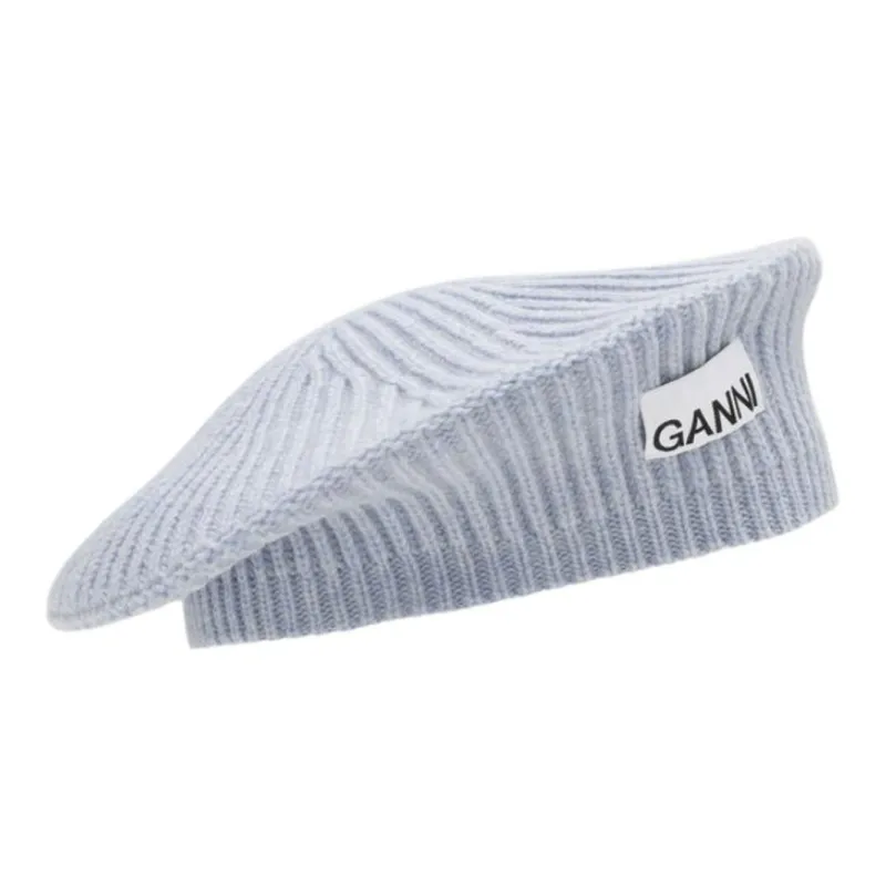 GANNI Wool, Recycled Wool, Recycled Polyamide Berets Women's Light Blue-0
