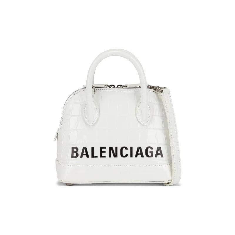 Balenciaga Ville Leather Shoulder Bag Crossbody Bag Handbag Women's White-0