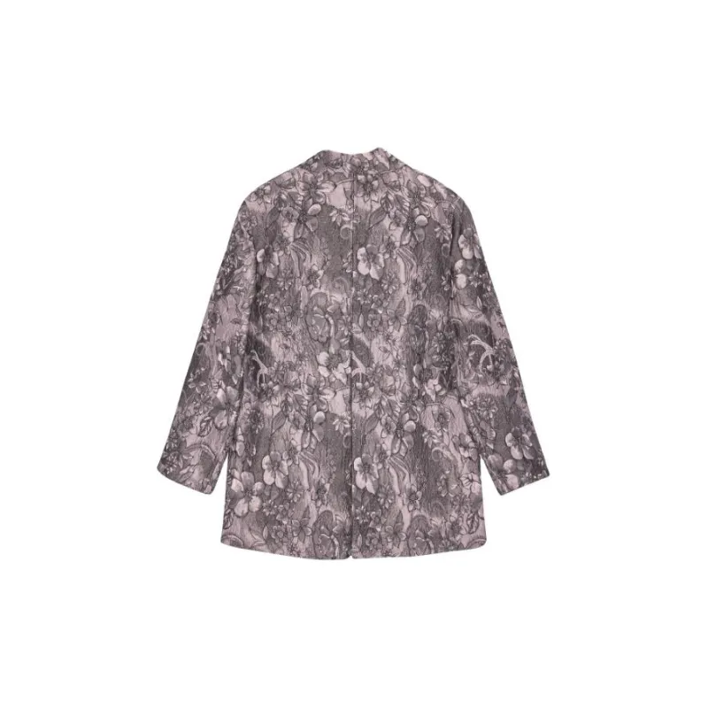 GANNI Rippled Jacquard Oversized Blazer Business Suit Women's Black-1