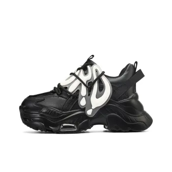 ORD Black Warrior Cushioned Anti Slip And Wear Resistant Lightweight Low Top Chunky Sneakers Unisex Black
