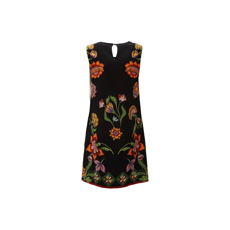 La DOUBLEJ. Folk Flowers Nero Placée In Stretch Jersey T-Shirt Women's Black-1