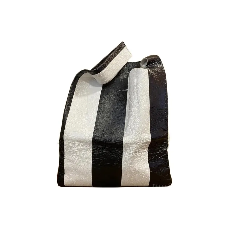 Balenciaga Leather Shopping Bags Regular Women's Black/White-4
