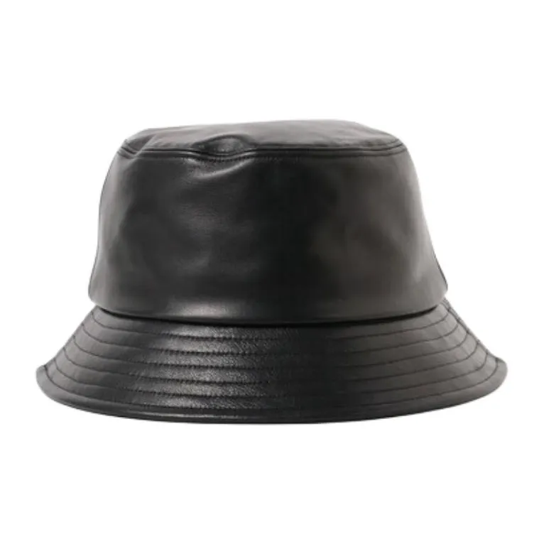 Beams Sheepskin Pigskin Leather Bucket Hats Men's Black-1