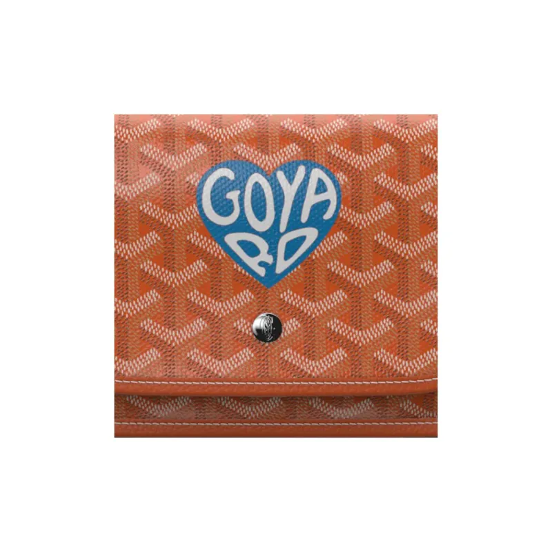 GOYARD Plumet Canvas With Leather Envelope Bag Crossbody Bag Shoulder Bag Unisex Orange Multicolor Sky Blue Small Heart-5