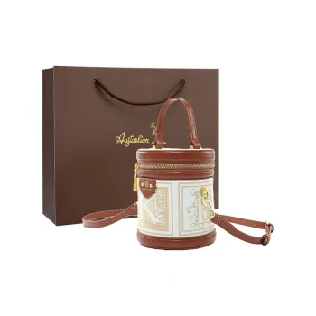 AUGTARLION Artificial Leather Bucket Cylinder Bag, Shoulder Bag, Crossbody Bag, Handbag Small Size Women's Brown