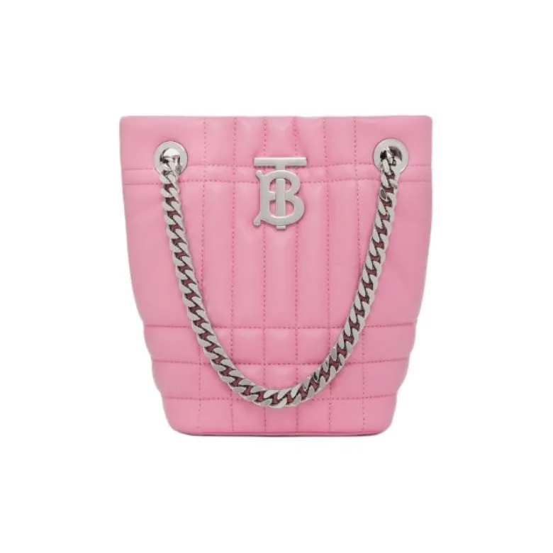 Burberry Lola Lola Bag Lambskin Bucket Bags One Shoulder Handbags Mini Women's Primrose Blossom Pink-0