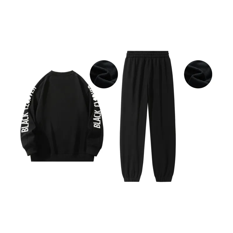 BLACK CLOVER Crew Neck Pullover Sweatshirt Set Unisex Black-22