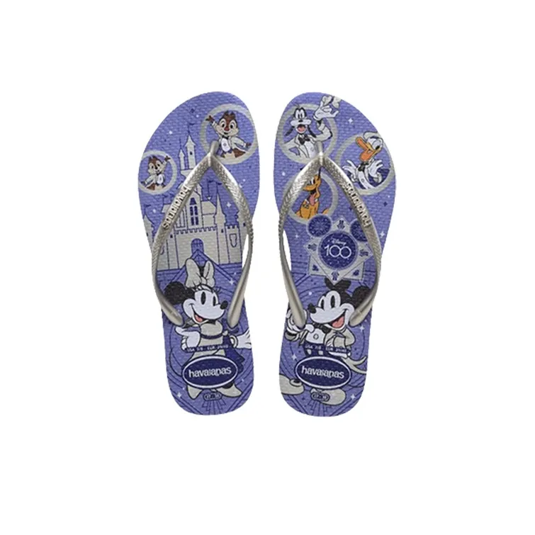 Disney x Havaianas Abrasion Resistant Quiet Quick Drying Flip Flops Women's Dark Purple-3