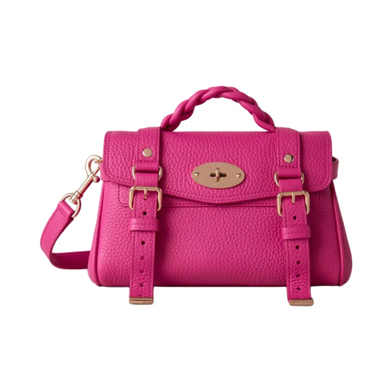Mulberry Cow Leather Shoulder Bag Crossbody Bag Handbag Women's Pink-0