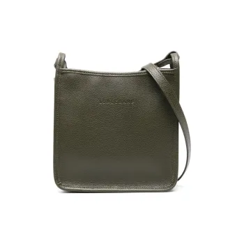 LONGCHAMP Le Foulonné Cow Leather Shoulder Bag Crossbody Bag Medium Size Women's Khaki