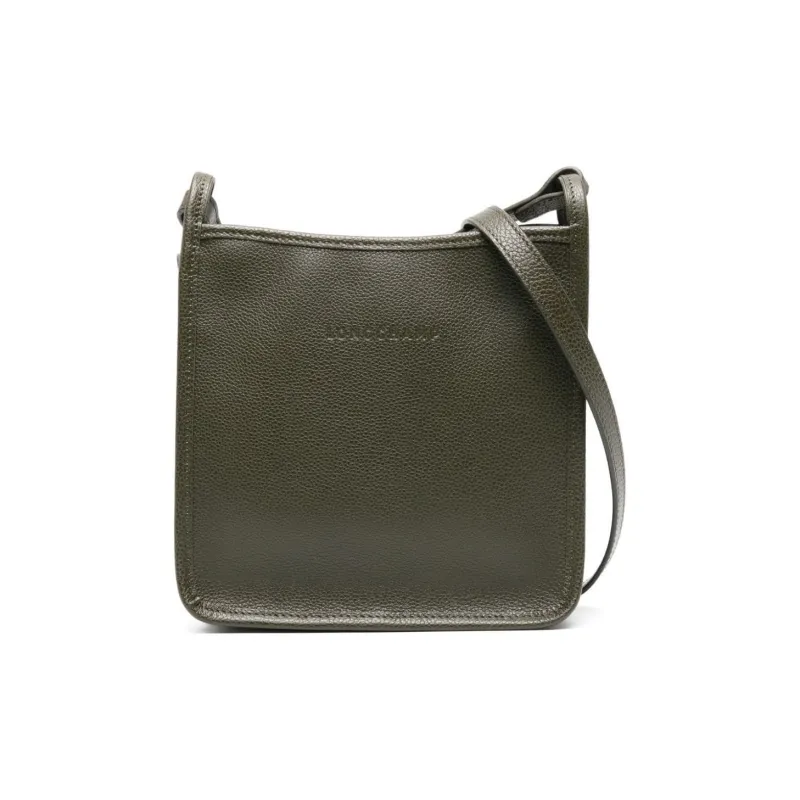 LONGCHAMP Le Foulonné Cow Leather Shoulder Bag Crossbody Bag Medium Size Women's Khaki-0