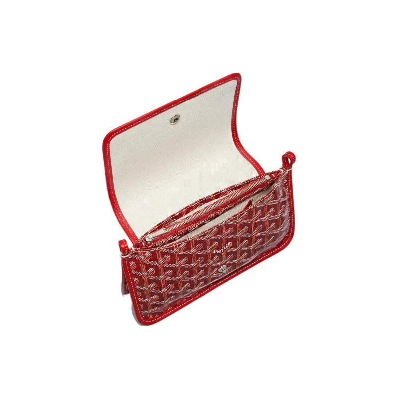 GOYARD Plumet Canvas With Leather Envelope Bag Crossbody Bag Shoulder Bag Unisex Red & Gray-4
