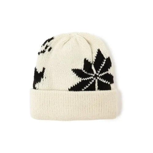 Beams Acrylic Polyester Beanies Men's White
