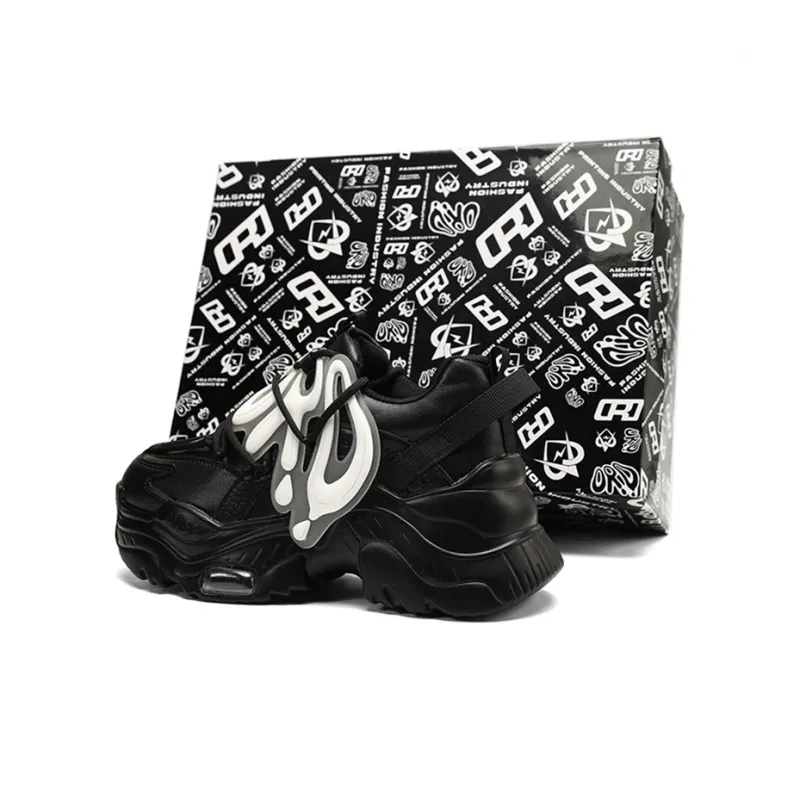 ORD Black Warrior Cushioned Anti Slip And Wear Resistant Lightweight Low Top Chunky Sneakers Unisex Black-5