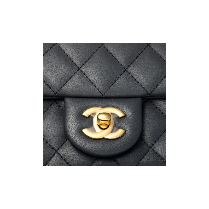 CHANEL Lambskin Chain Bag, Shoulder Bag, Crossbody Bag Women's Dark Gray-4