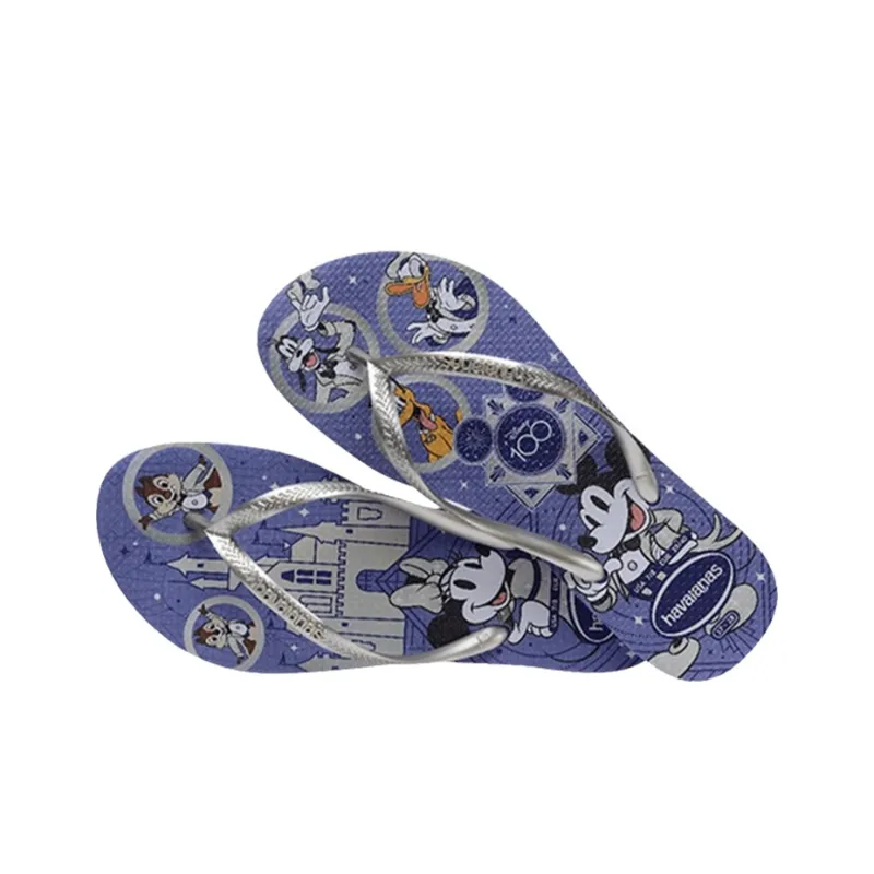 Disney x Havaianas Abrasion Resistant Quiet Quick Drying Flip Flops Women's Dark Purple-2