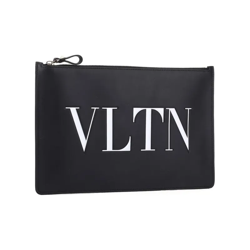 Valentino Cow Leather Storage Bag Coin Purse Clutch Women's Black-3