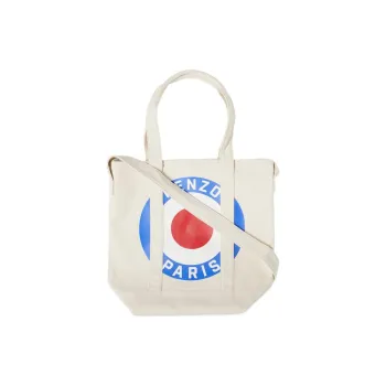KENZO Cotton Tote Bag Shopping Bag Shoulder Bag Crossbody Bag Handbag Large Size Unisex White