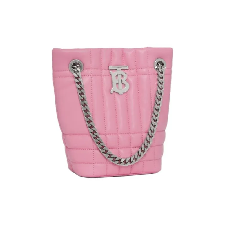 Burberry Lola Lola Bag Lambskin Bucket Bags One Shoulder Handbags Mini Women's Primrose Blossom Pink-2