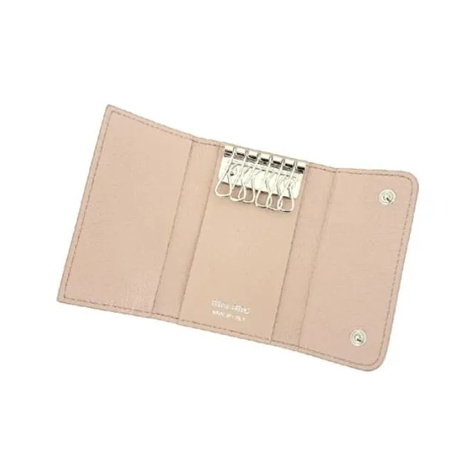 MIU MIU Calfskin Key Pouch Wallets Women's Pink-4