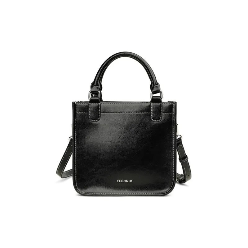 Teenmix Cow Leather Handbag, Shoulder Bag, Crossbody Bag, Bucket Bag Medium Size Women's Brown/Black/Green-4