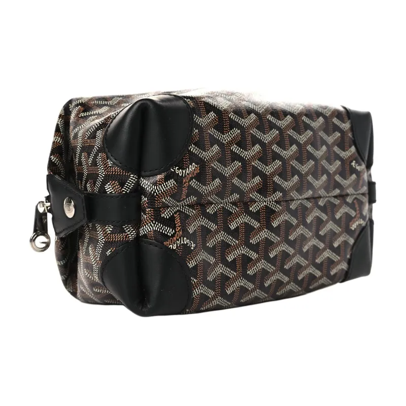 GOYARD Canvas With Heifer Skin Travel Bag Toiletry Bag Regular Unisex Black-3