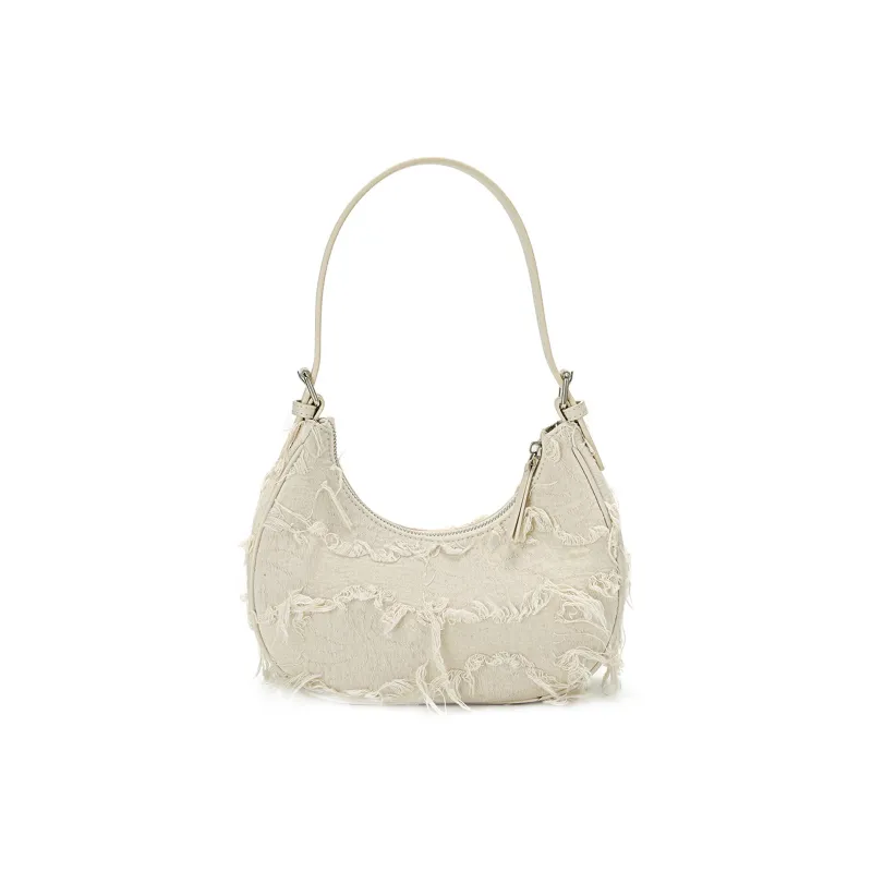 Simedin Canvas Shoulder Bag Women's Milkshake White/Classic Black-5