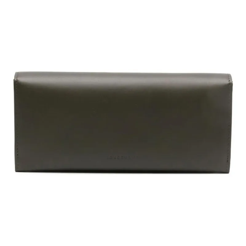 LONGCHAMP BOX-TROT Calfskin Clutches Wallets Women's Khaki Green-1