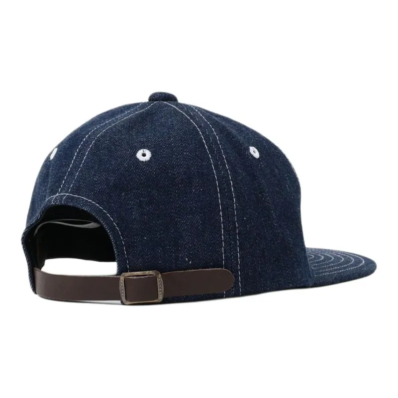 Beams Cotton, Cow Leather Baseball Caps Men's Indigo-2