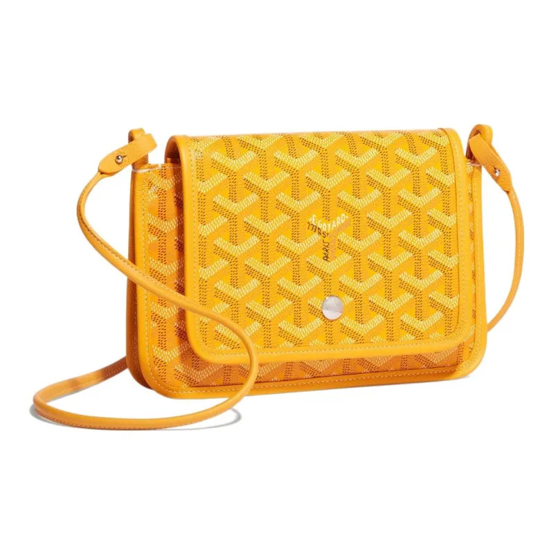 GOYARD Plumet Canvas With Leather Envelope Bag Crossbody Bag Shoulder Bag Unisex Yellow With Silver Small Heart Design-1