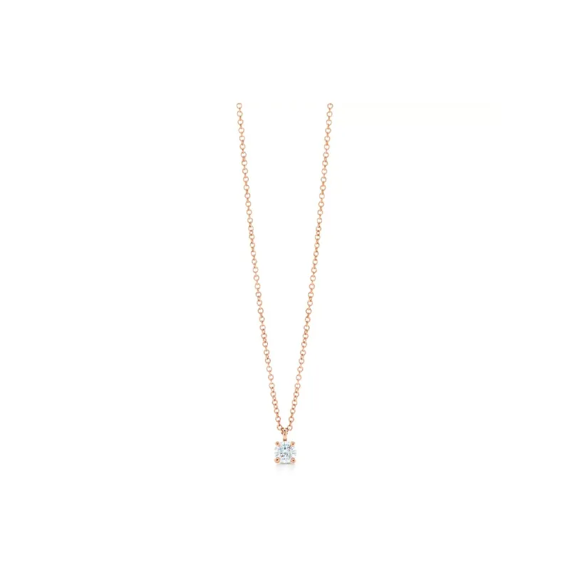 TIFFANY & CO. Solitaire 18K Rose Gold Necklaces Women's-0