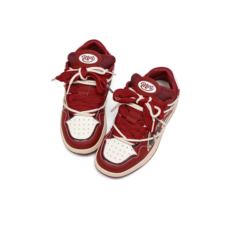 MR.PESIN Low Top Skateboard Shoes Unisex Burgundy-2